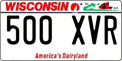 WI license plate 500XVR