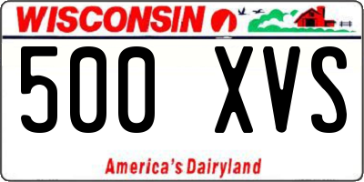 WI license plate 500XVS