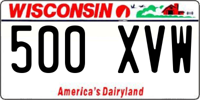 WI license plate 500XVW