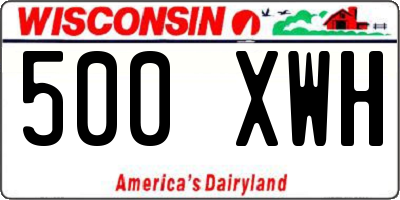 WI license plate 500XWH