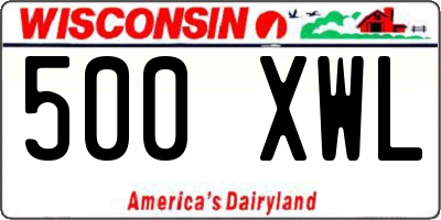 WI license plate 500XWL