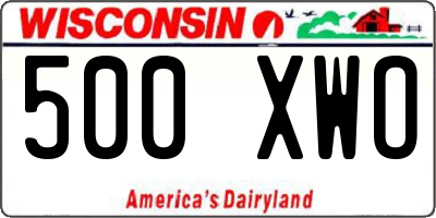 WI license plate 500XWO