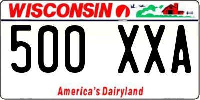 WI license plate 500XXA