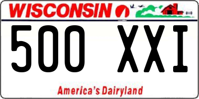 WI license plate 500XXI