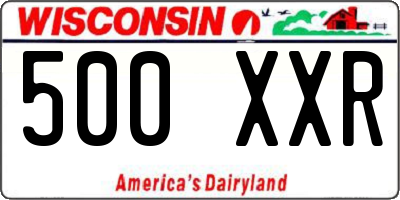 WI license plate 500XXR