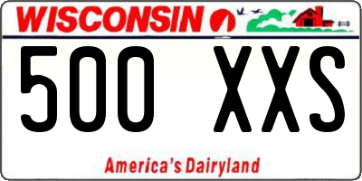 WI license plate 500XXS
