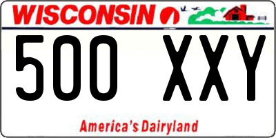 WI license plate 500XXY