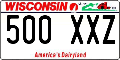 WI license plate 500XXZ