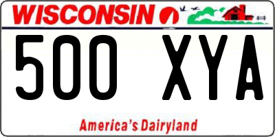 WI license plate 500XYA