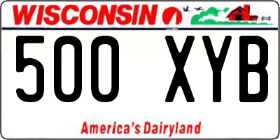 WI license plate 500XYB