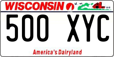 WI license plate 500XYC