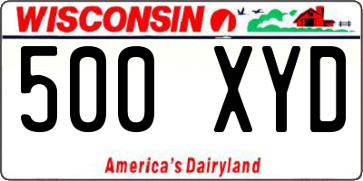 WI license plate 500XYD
