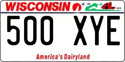 WI license plate 500XYE