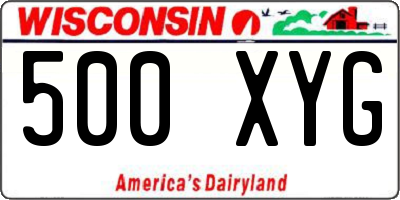 WI license plate 500XYG