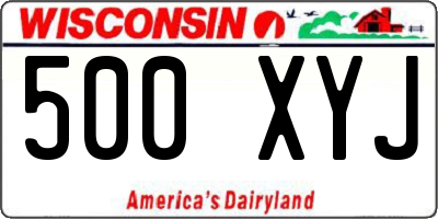 WI license plate 500XYJ