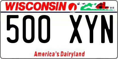 WI license plate 500XYN