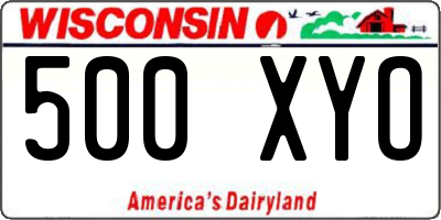 WI license plate 500XYO