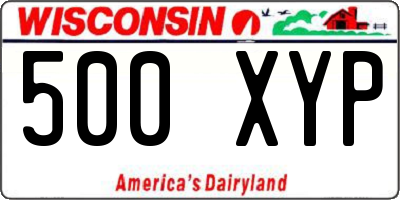 WI license plate 500XYP