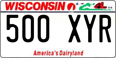 WI license plate 500XYR
