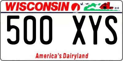 WI license plate 500XYS