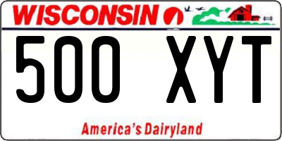 WI license plate 500XYT