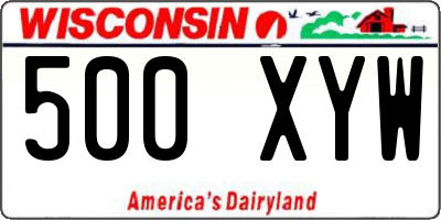 WI license plate 500XYW