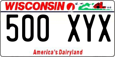 WI license plate 500XYX