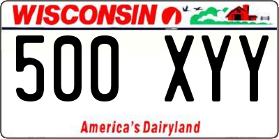 WI license plate 500XYY