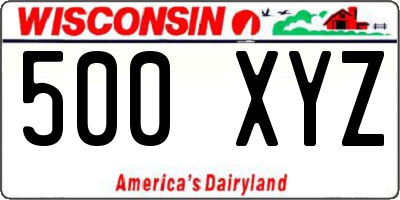 WI license plate 500XYZ