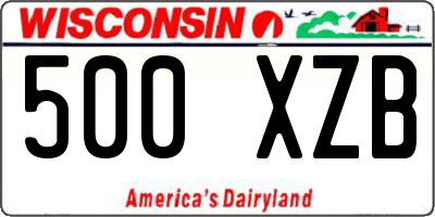 WI license plate 500XZB