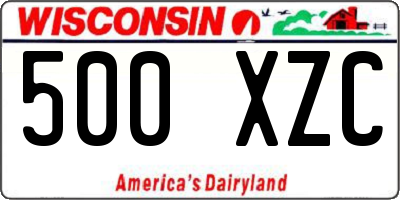 WI license plate 500XZC