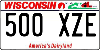 WI license plate 500XZE