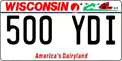 WI license plate 500YDI