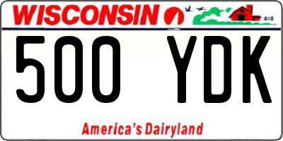 WI license plate 500YDK