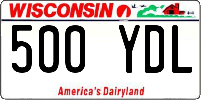 WI license plate 500YDL
