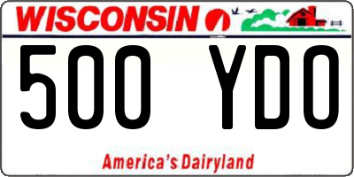 WI license plate 500YDO