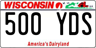 WI license plate 500YDS