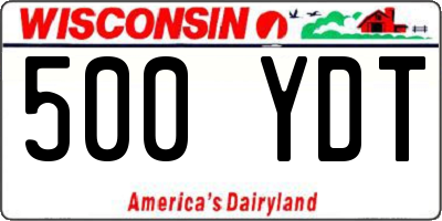 WI license plate 500YDT