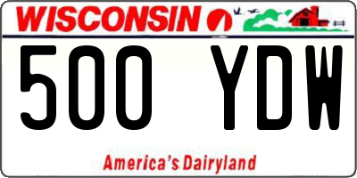 WI license plate 500YDW