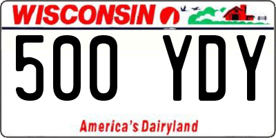 WI license plate 500YDY