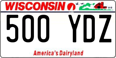 WI license plate 500YDZ