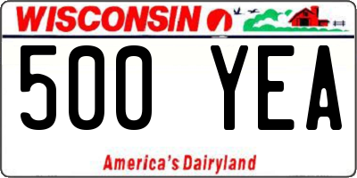 WI license plate 500YEA