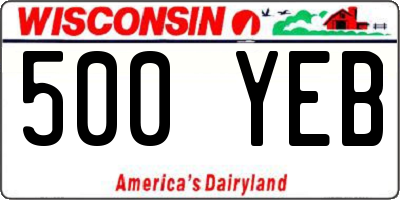 WI license plate 500YEB