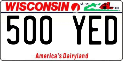 WI license plate 500YED