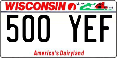 WI license plate 500YEF