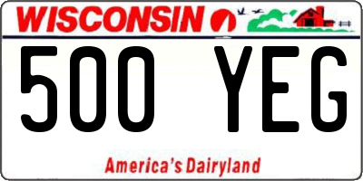 WI license plate 500YEG