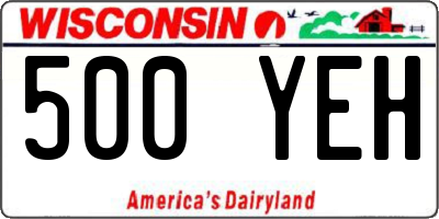 WI license plate 500YEH