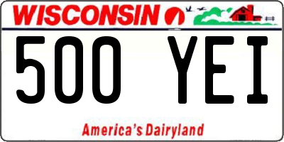 WI license plate 500YEI