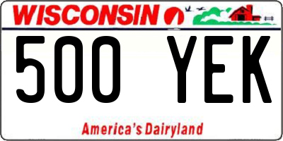 WI license plate 500YEK