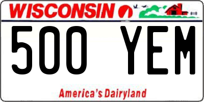 WI license plate 500YEM